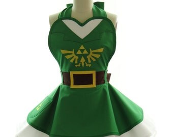 Retro Apron - Link Womens Gamer Costume Apron - Kitchen, Hostess, & Cosplay Aprons for Women by BambinoAmore