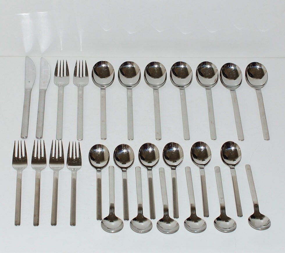 Modernist WMF Cromargan Reno Flatware Set of 27 circa 1991