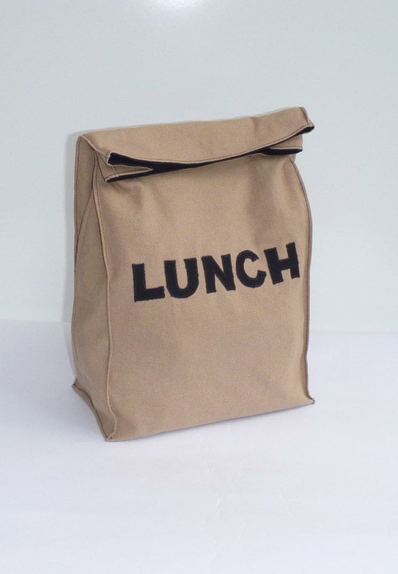 Items similar to Fabric Paper Bag Reusable Snack Sack LUNCH Brown Lunch