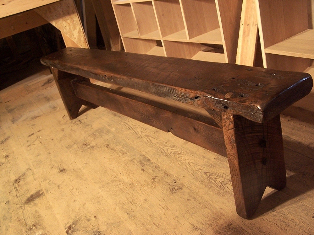 Thick Plank Farm Bench from Antique Reclaimed Barn Wood