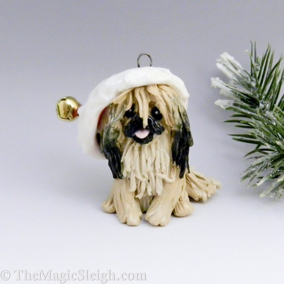 pekingese christmas ornament figurine santa porcelain pekingese christmas ornament figurine santa porcelain