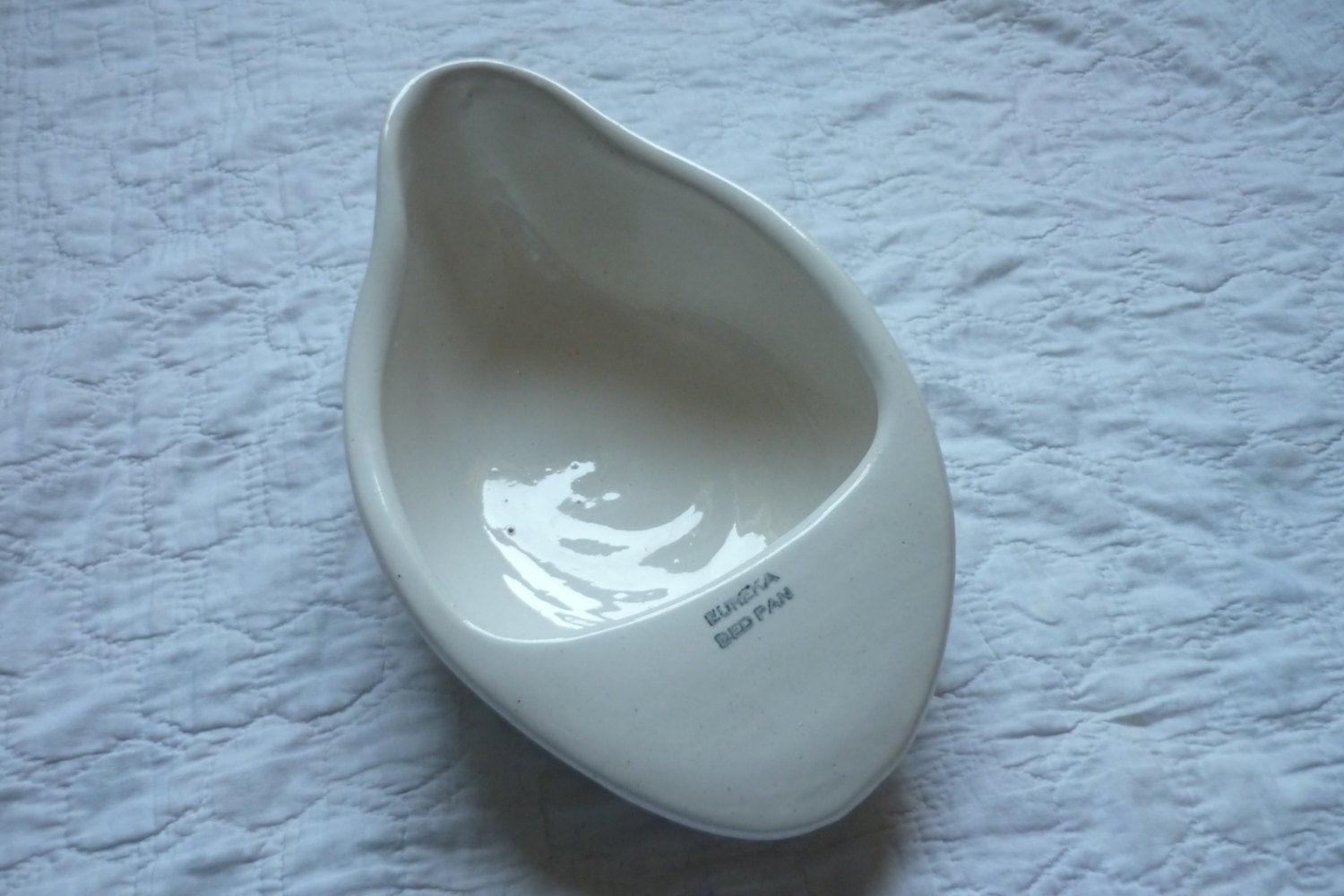 Antique Eureka Bed Pan white porcelain movie prop planter