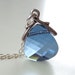 Denim Blue Swarovski Crystal Briolette Necklace on Stering Silver