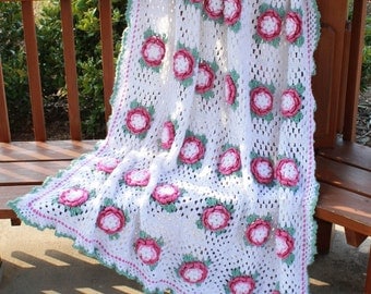 Rose Radiance Afghan Crochet Pattern PDF