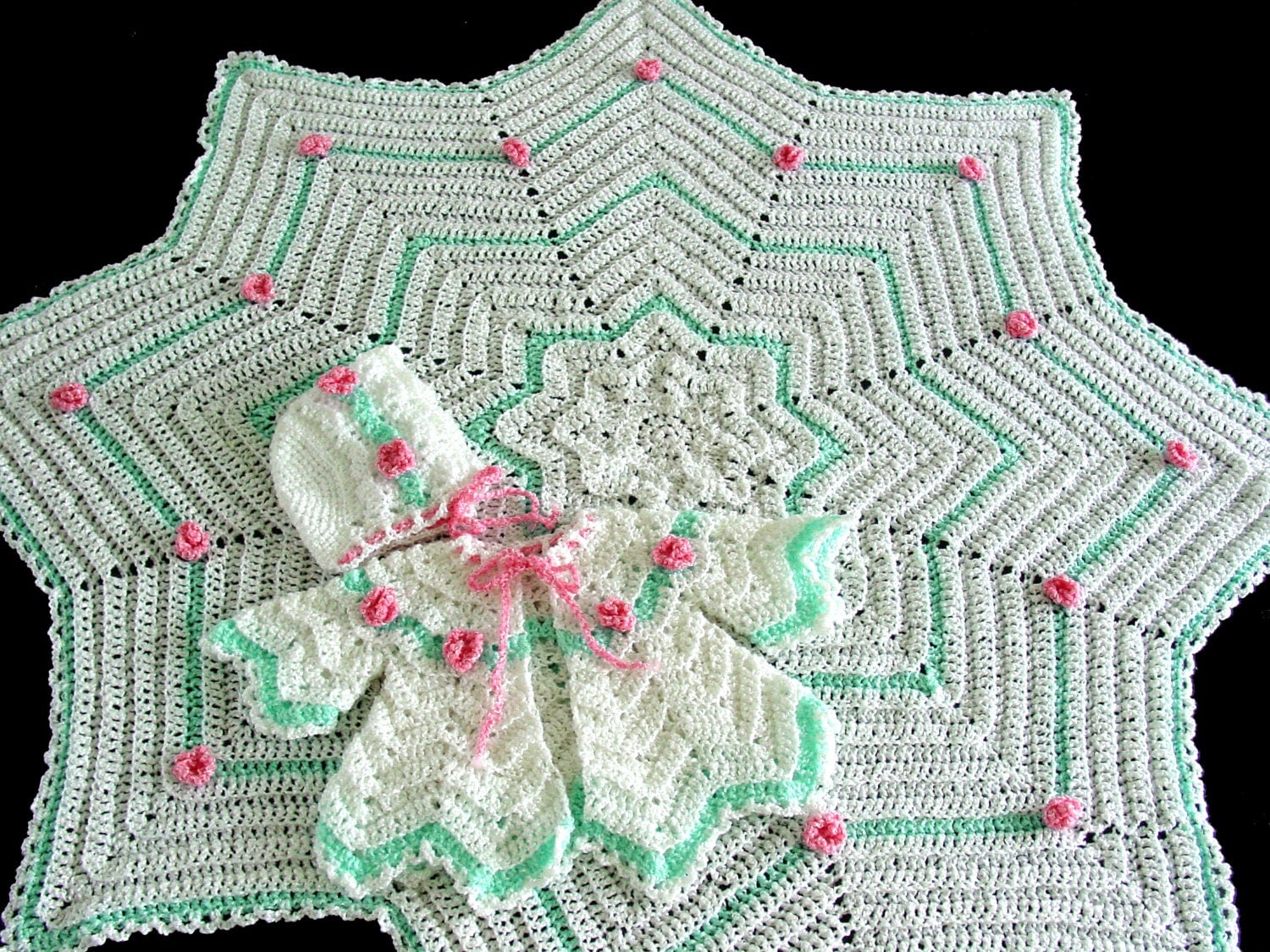 Rosebud Ripple Layette Crochet Pattern PDF
