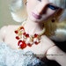 Sparkling Collar Necklace Links with Off White Glass Pearl and Swarovski Crystal.
