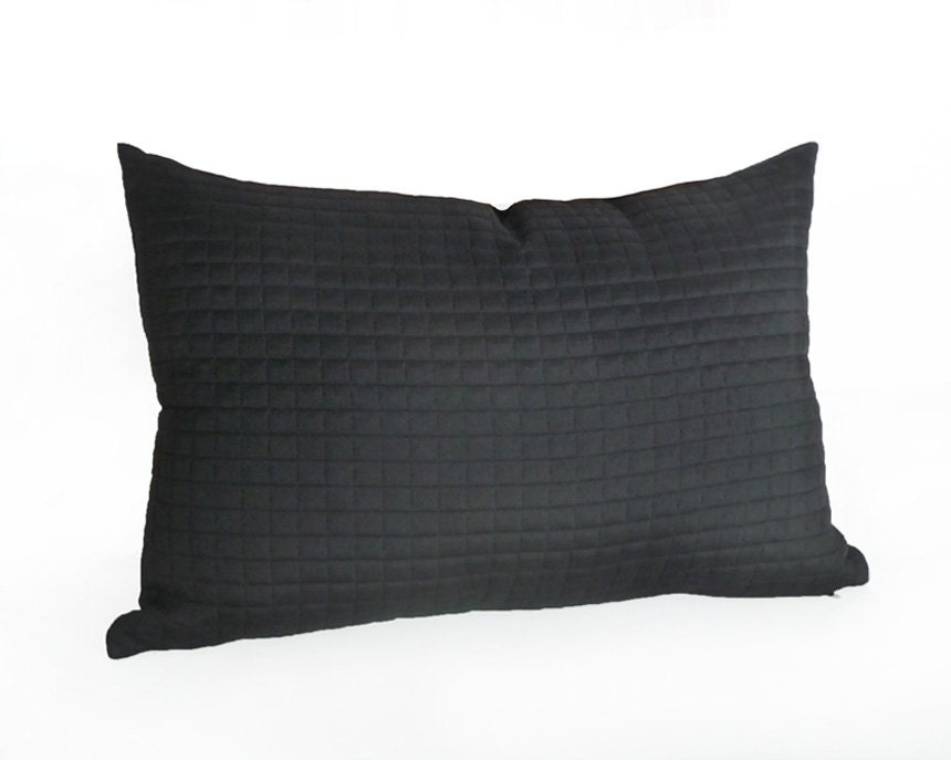 Contemporary Black Lumbar Pillow Solid Black Accent Pillows
