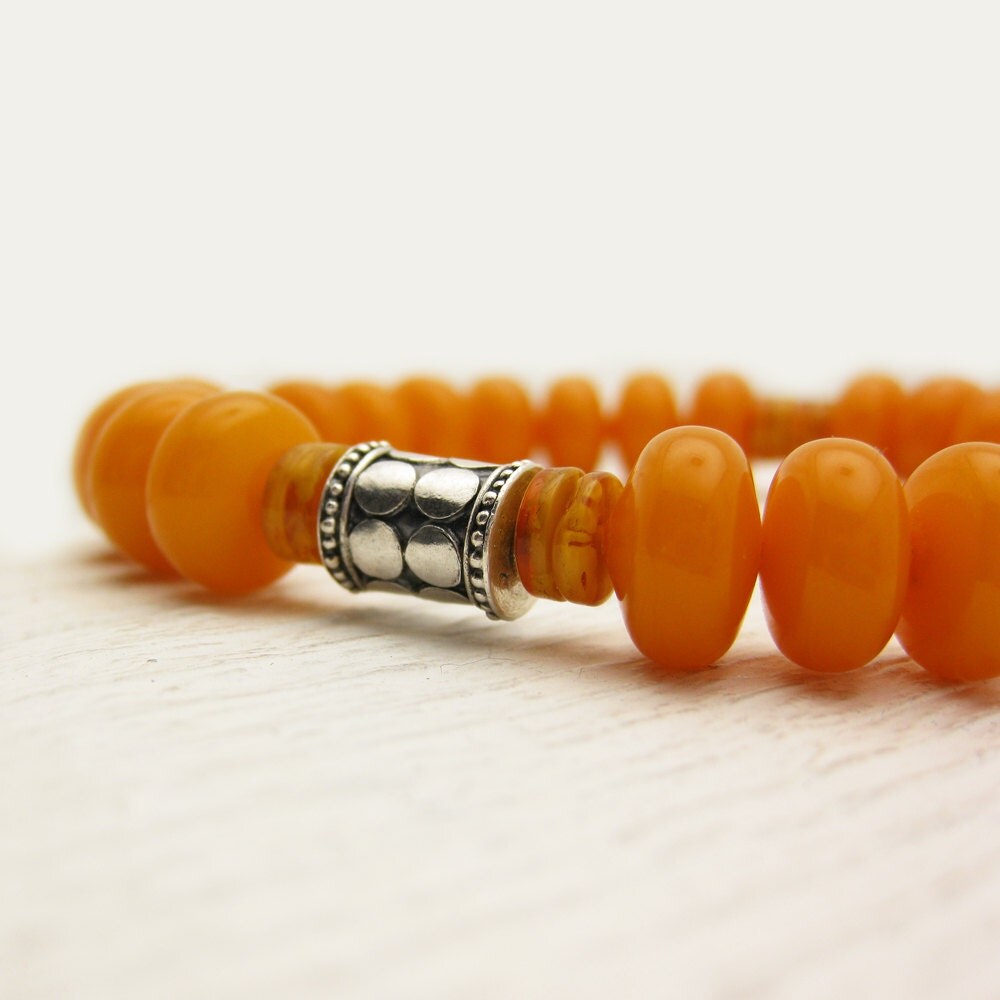 Baltic Amber Unisex Bead Bracelet / Bali Sterling Silver by byjodi