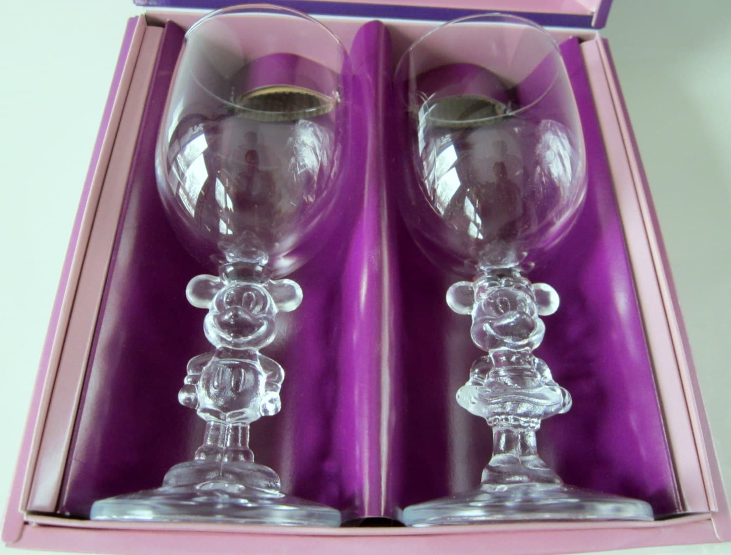 Disney Mickey Minnie Mouse Wine Glasses Vintage Onishi Japan