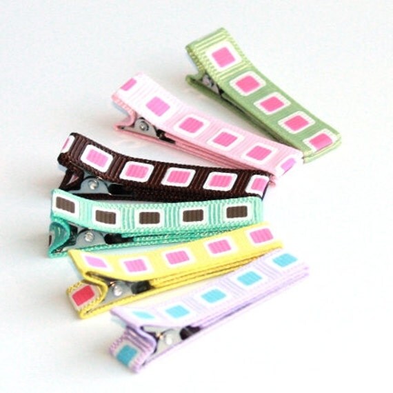 Items similar to Funky Squares NoSlip Hair Clips on Etsy