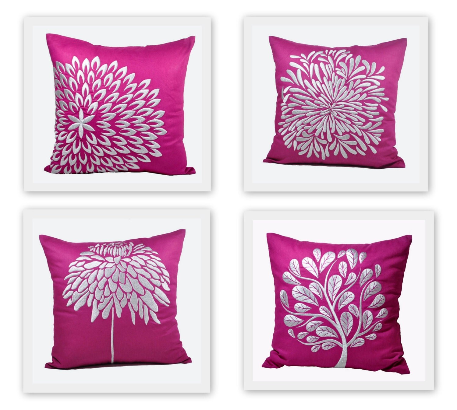 Purple Pillow Cover set of 2 Dark Purple Linen Pillow Silver