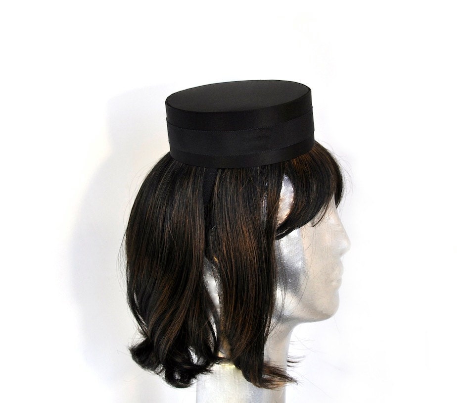 Pillbox Hat in Black Classic Cigarette Girl Costume Usher