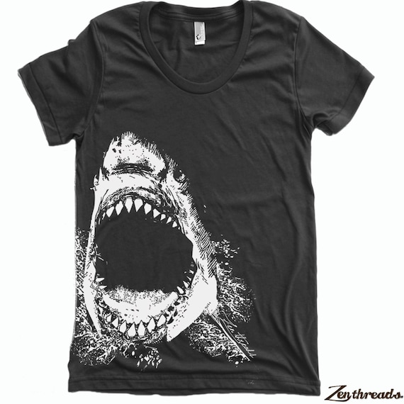 Womens SHARK tee T Shirt american apparel S M L XL by ZenThreads