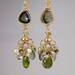Green Tourmaline Wire Wrapped Gemstone Earrings Gold Chandelier Peridot Vessonite Watermeon Tourmaline Spring Fashion - Anita