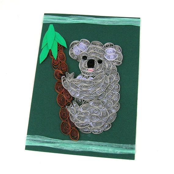 Paper Quilled KOALA Greeting Card Australia Paper Quilling