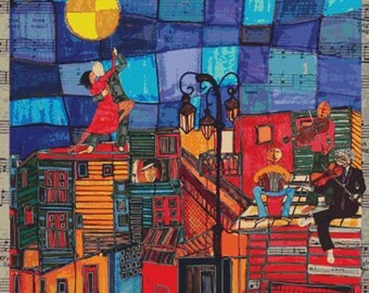 Contemporary Cross Stitch, Cross Stitch Kit, 'Tango' By Dora Ficher, Modern Art Stitching Pack, Vibrant Cross Stitch, Point De Croix