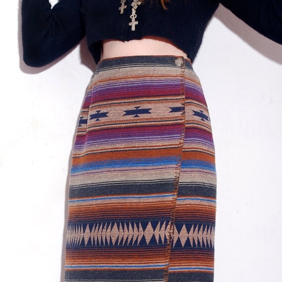 NAVAJO BLANKET SKIRT // xs small medium vintage maxi skirt