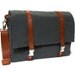15" Laptop messenger bag - gray herringbone and brown leather