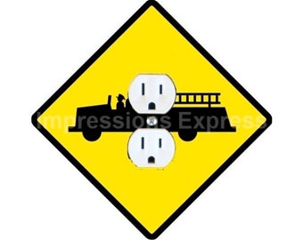 Fire Department Sign Duplex Outlet Plate Cover