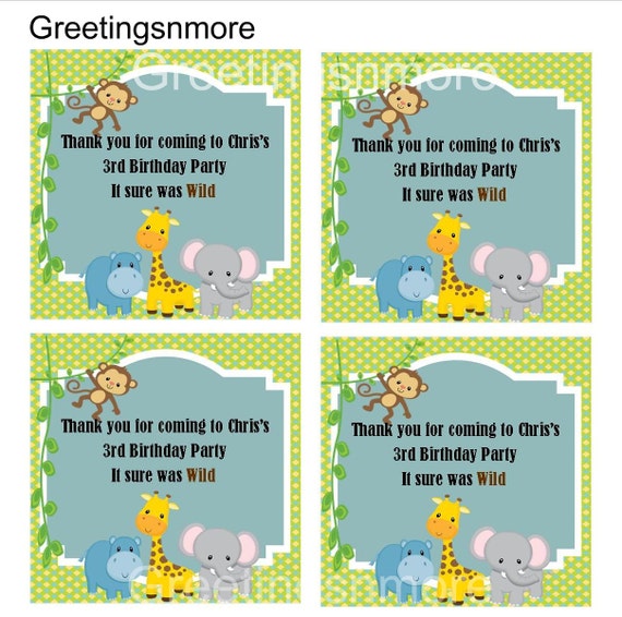 Items similar to Jungle Theme CUSTOMIZED Thank you cards for Birthdays
