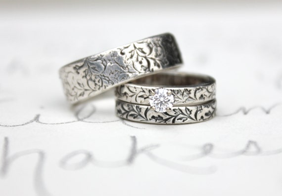 Items similar to custom ethical diamond engagement ring wedding band ...