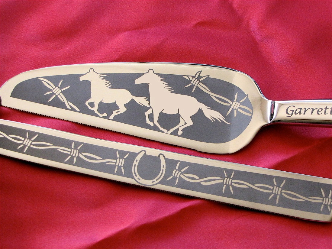  Country  Western Wedding  Cake  Server  and Knife Set 