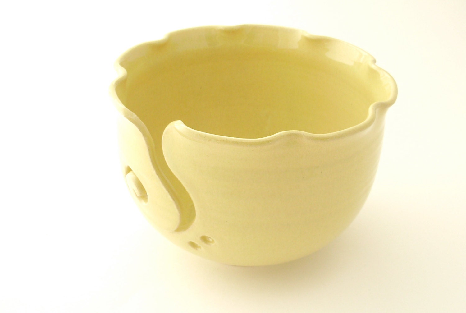 Handmade Pottery Knitting Bowl // Yarn Bowl in Buttery Yellow
