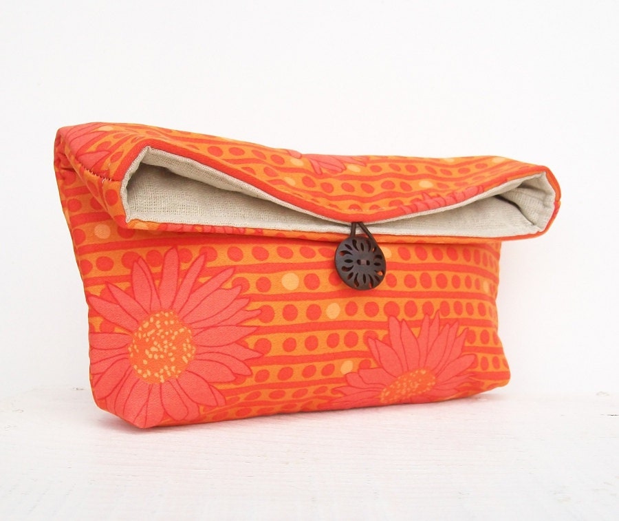 Makeup Bag Bridesmaid Gift Orange Clutch Purse Orange