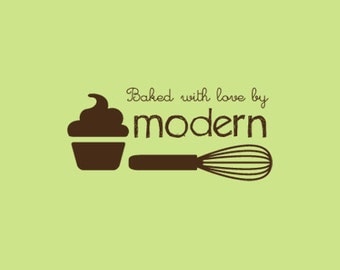 Custom Rubber Stamp - Custom Stamp - Personalized Stamp - Baked with Love Stamp - Cupcake Stamp - Whisk Stamp - From the Kitchen of - C525