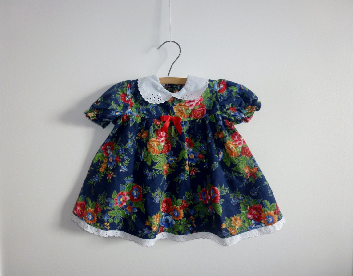 Vintage Navy Floral Baby Dress