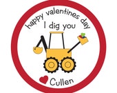 Personalized Sticker Labels, Valentine, Construction, Bulldozer, Valentine stickers Set of 12 Il_170x135