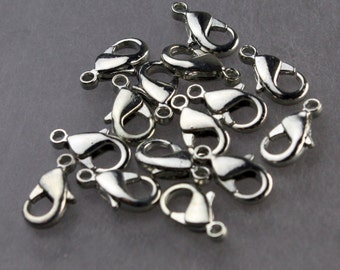50 pcs of Rhodium Platred Brass lobster claw clasp 9mm