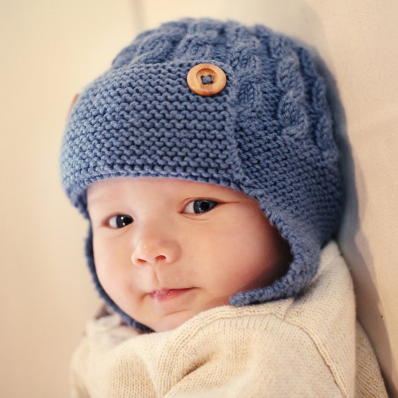 Baby Aviator Hat PDF Knitting Pattern Cabled Aviator Hat