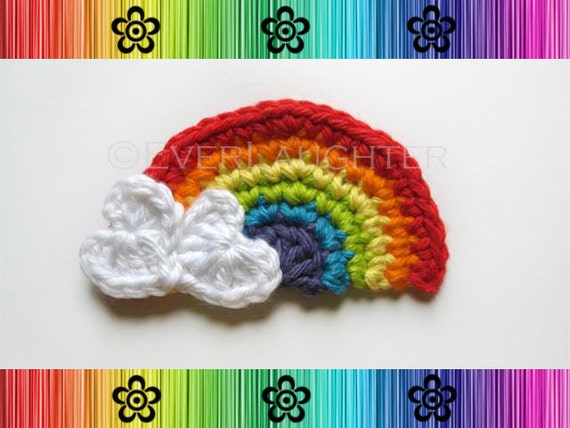 pattern crochet pdf heart Detailed Rainbow  Applique  Clouds with Photos Heart PATTERN CROCHET
