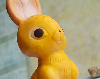 c. 1960, vintage rubber toy, rabbit, home decor, collectibles, photo prop, cool vintage, UA