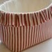 SALE - Ruffled Country Farmhouse Fabric Basket in Red Stripe Ticking - Medium
