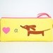 Dachshund Pencil Case - Love a Doxie in Yellow Gadget Pouch