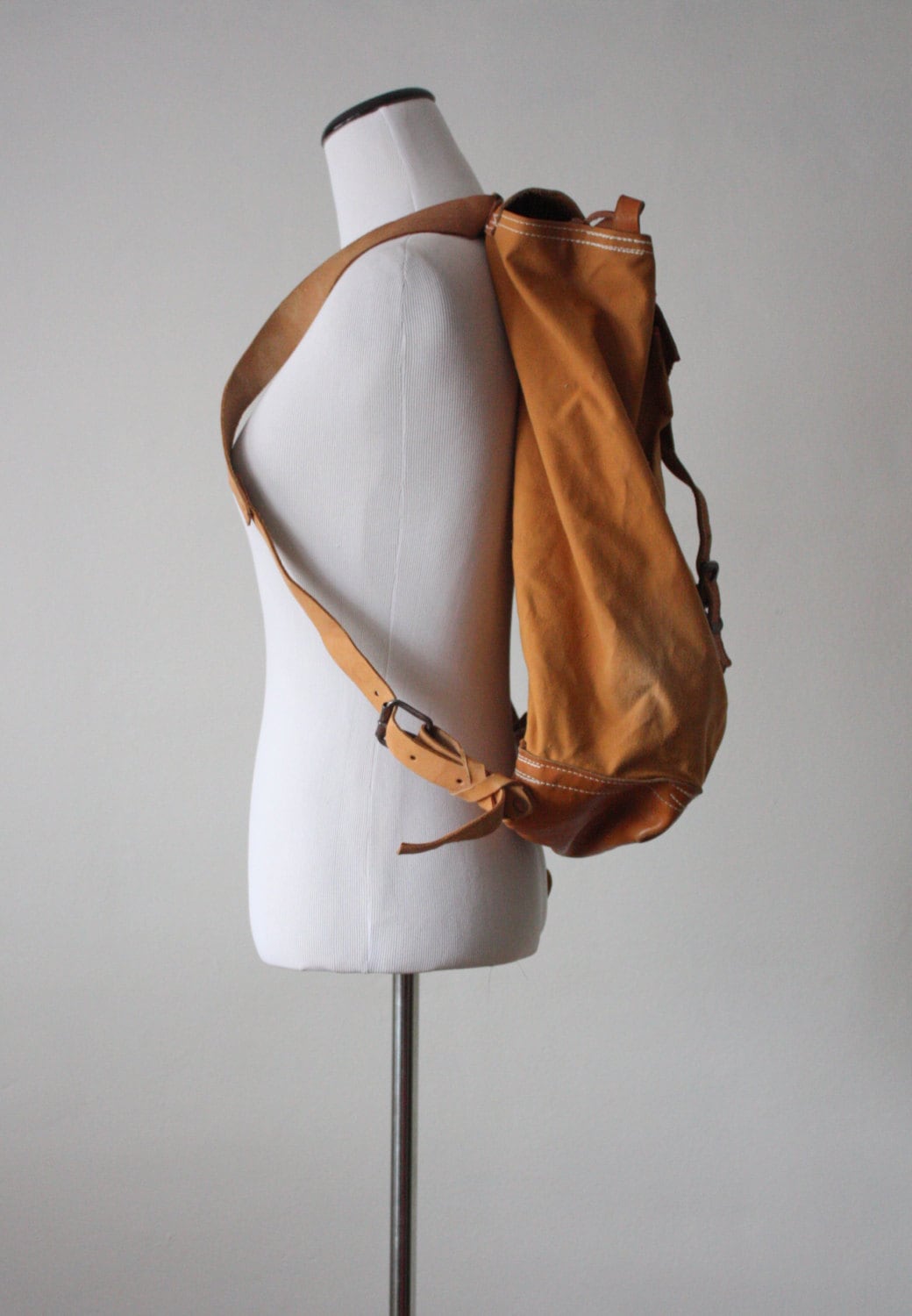 vintage canvas and leather backpack