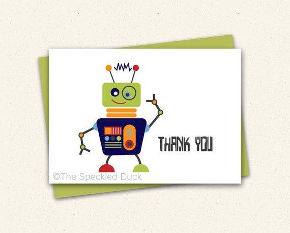 Friendly Robot - Set of 8 Folded Notes Il_570xn
