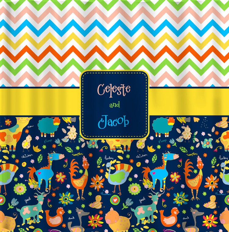 Personalized Farm Theme Shower Curtain Multi Color by redbeauty