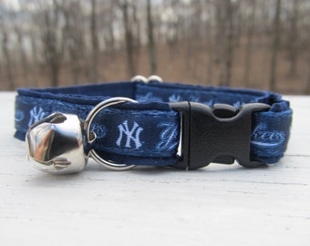 New York Yankees Cat or Small Dog Collar with Option of Blue or Pink Backing