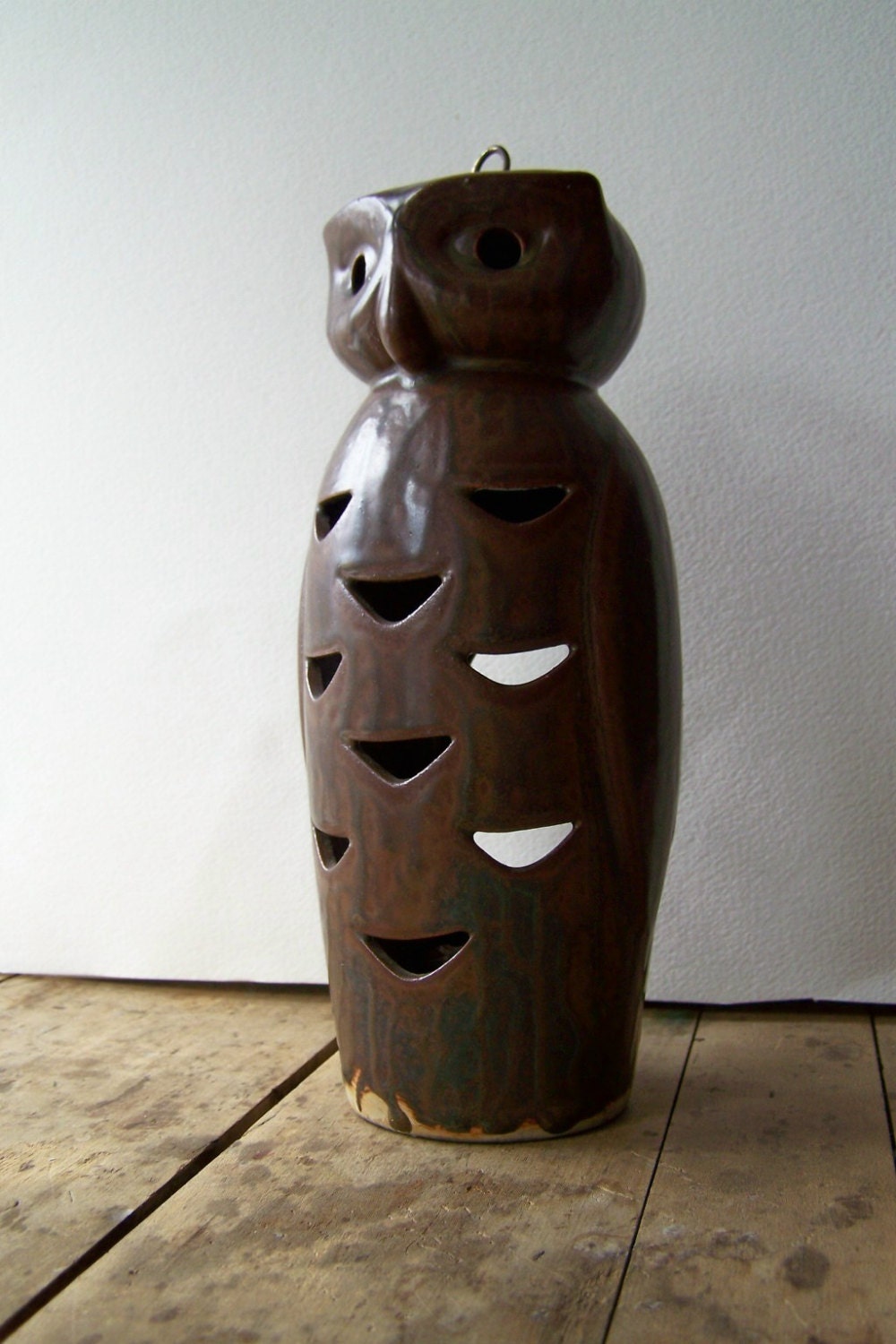 Vintage Ceramic Owl Lantern Mid Century Appeal