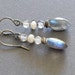 Labradorite and Rainbow Moonstone Oxidized Sterling Silver Earrings - freshwater pearl, wire wrapped gemstones