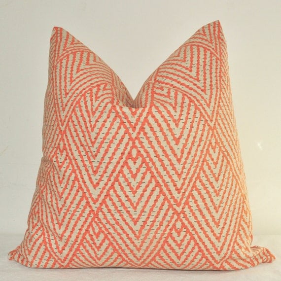 Orange Geometric Pillow Cover Decorative Pillow Throw by kyoozi