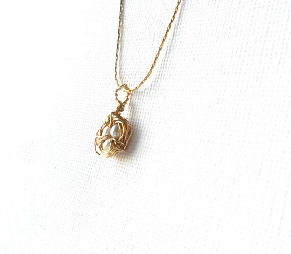 Tiny Bird's Nest Simple Gold Necklace 14K gold chain