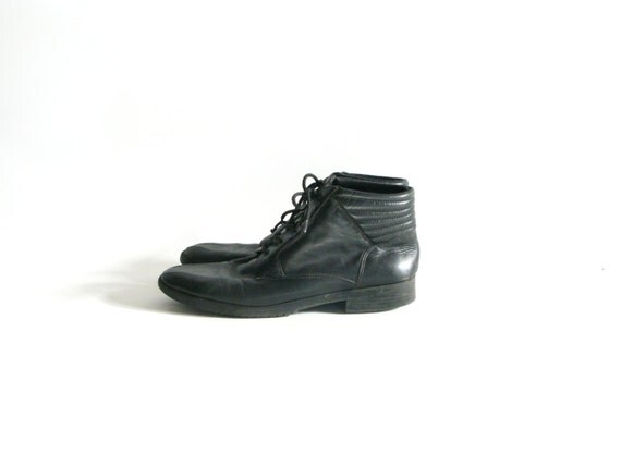 flat black ankle boots with laces