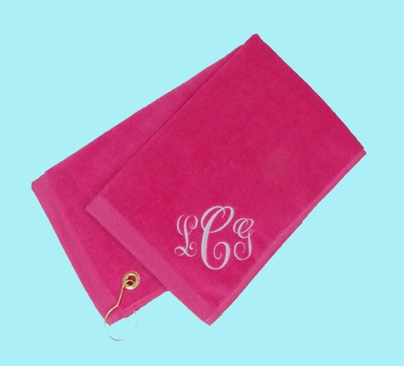 Personalized Golf-Bowling-Sports Towel In Terry Velour In Assorted Luxurious Colors