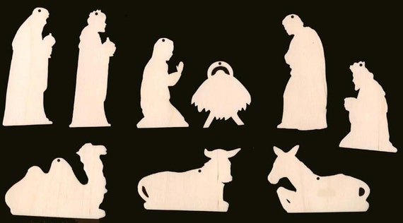 9 Piece Set Nativity Scene Christmas Ornament WITH HOLES
