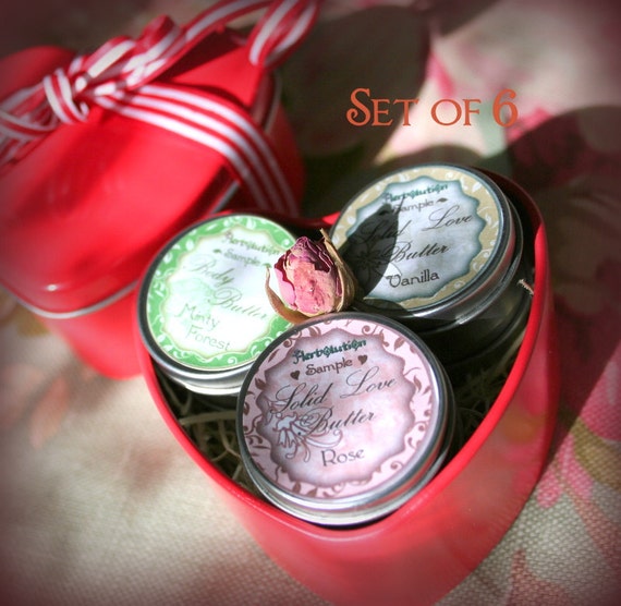 Organic Body Butter Sample Set of 6 Heart Gift Natural