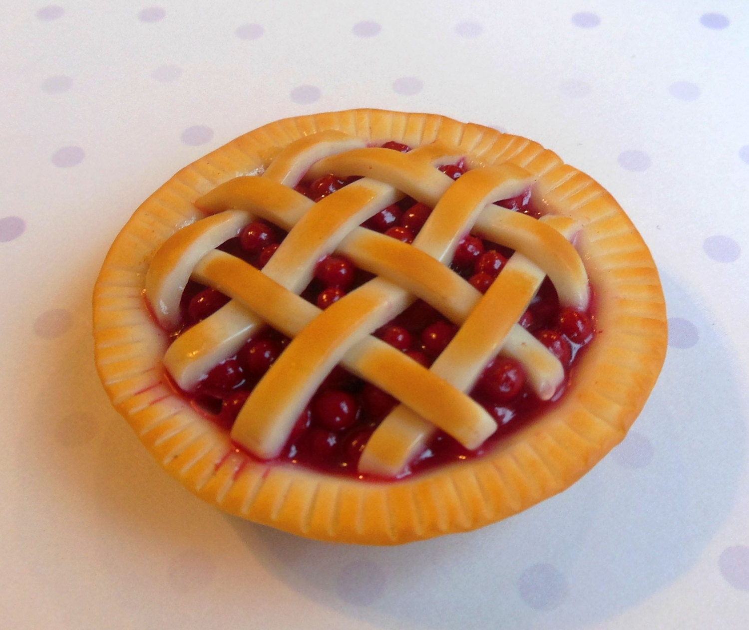 polymer clay cherry pie magnet by ScrumptiousDoodle on Etsy
